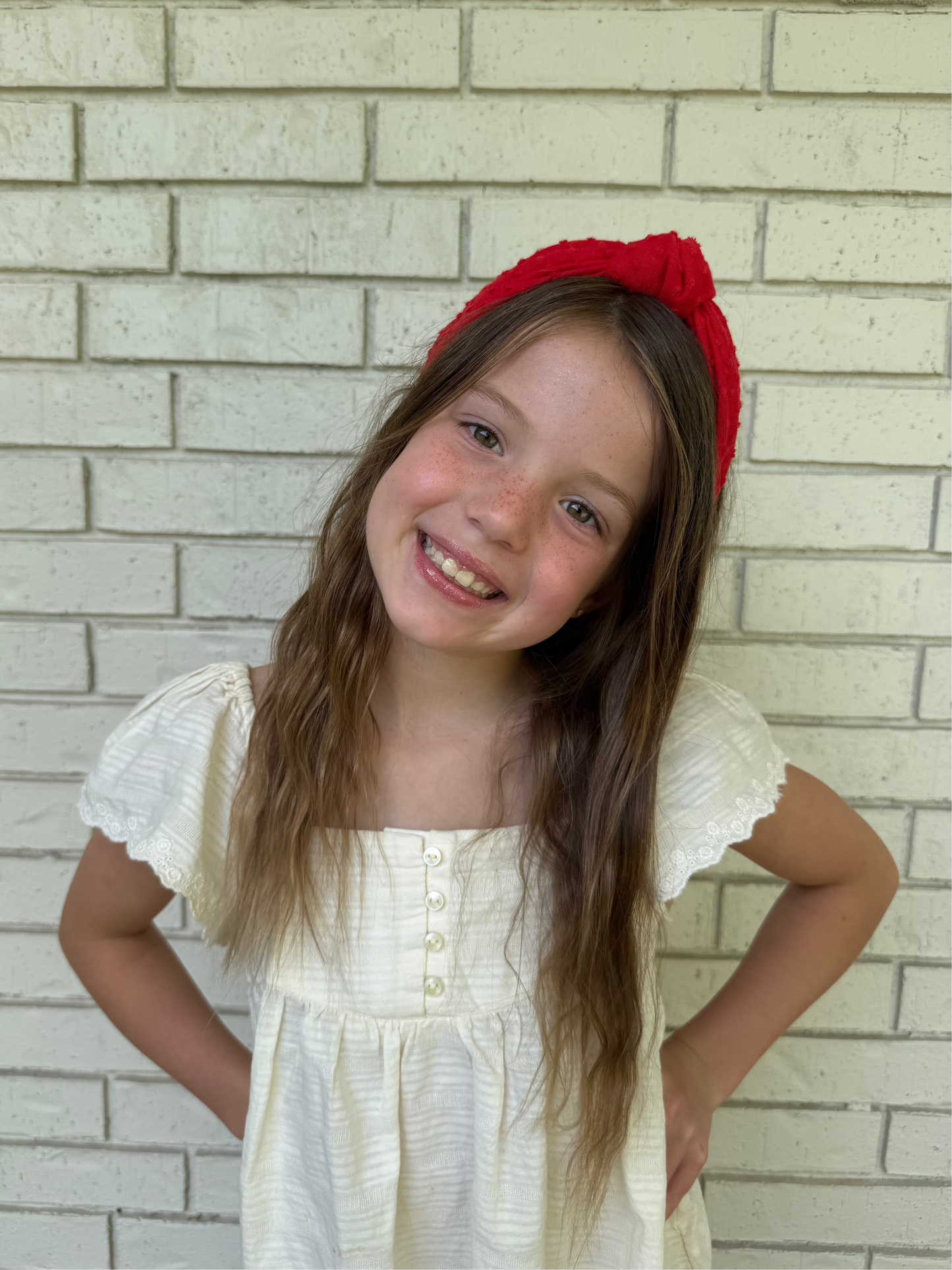 Red Swiss Dot Headband - Knot