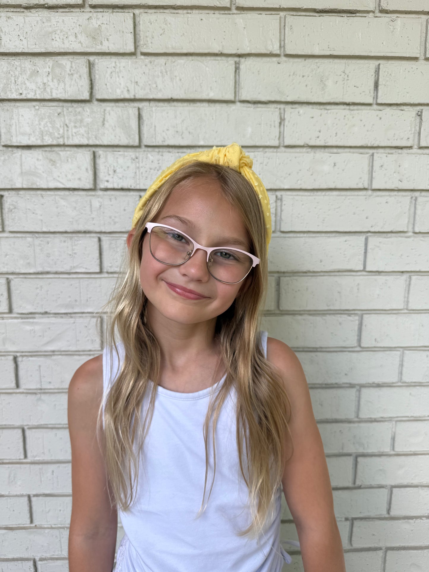 Yellow Swiss Dot Headband - Knot