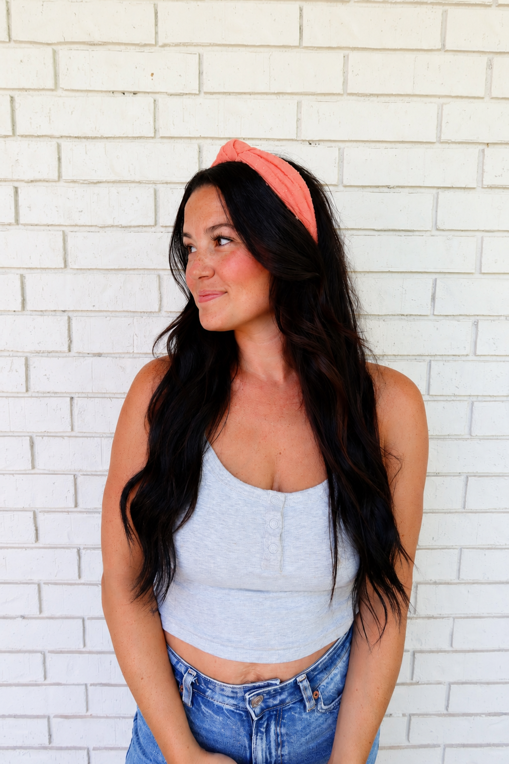 Coral Swiss Dot Headband - Knot