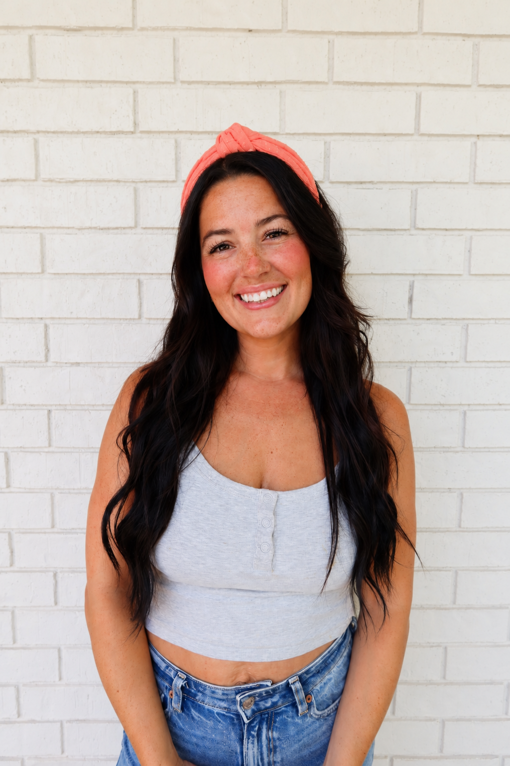 Coral Swiss Dot Headband - Knot