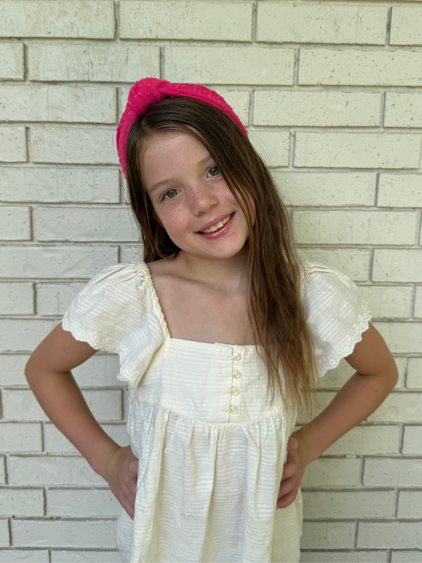 Fuchsia Swiss Dot Headband - Knot