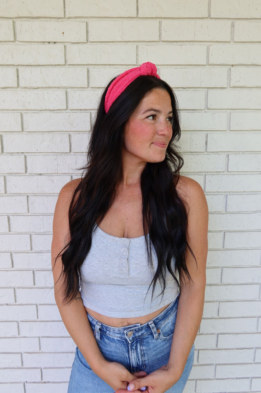 Fuchsia Swiss Dot Headband - Knot