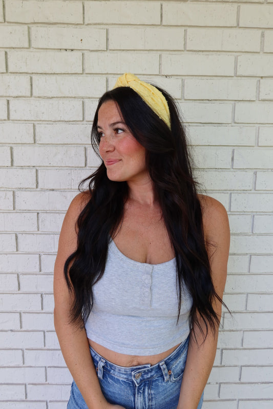 Yellow Swiss Dot Headband - Knot